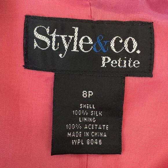 100% Silk Pink Blazer With Pearly Bling Buttons - Picture 8 of 12